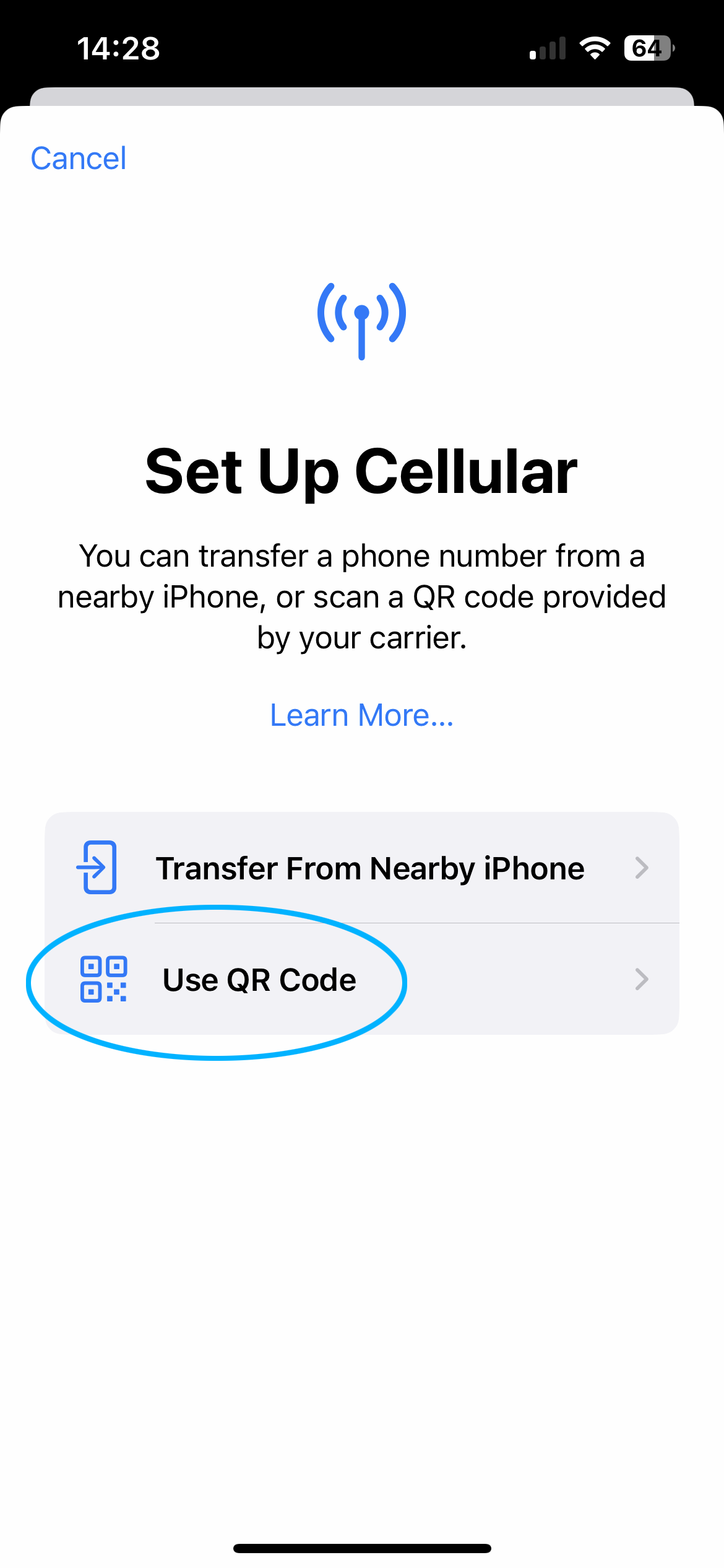 iPhone eSIM Setup Step 1.3